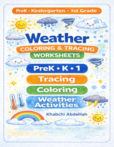 Weather Coloring & Tracing Worksheets for PreK, Kindergarten & 1st Grade | No Pr